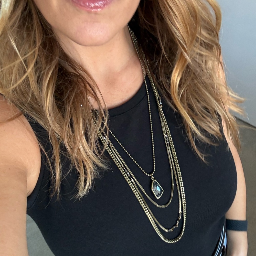 Silpada KR Long Layered Brass & Malachite Necklace